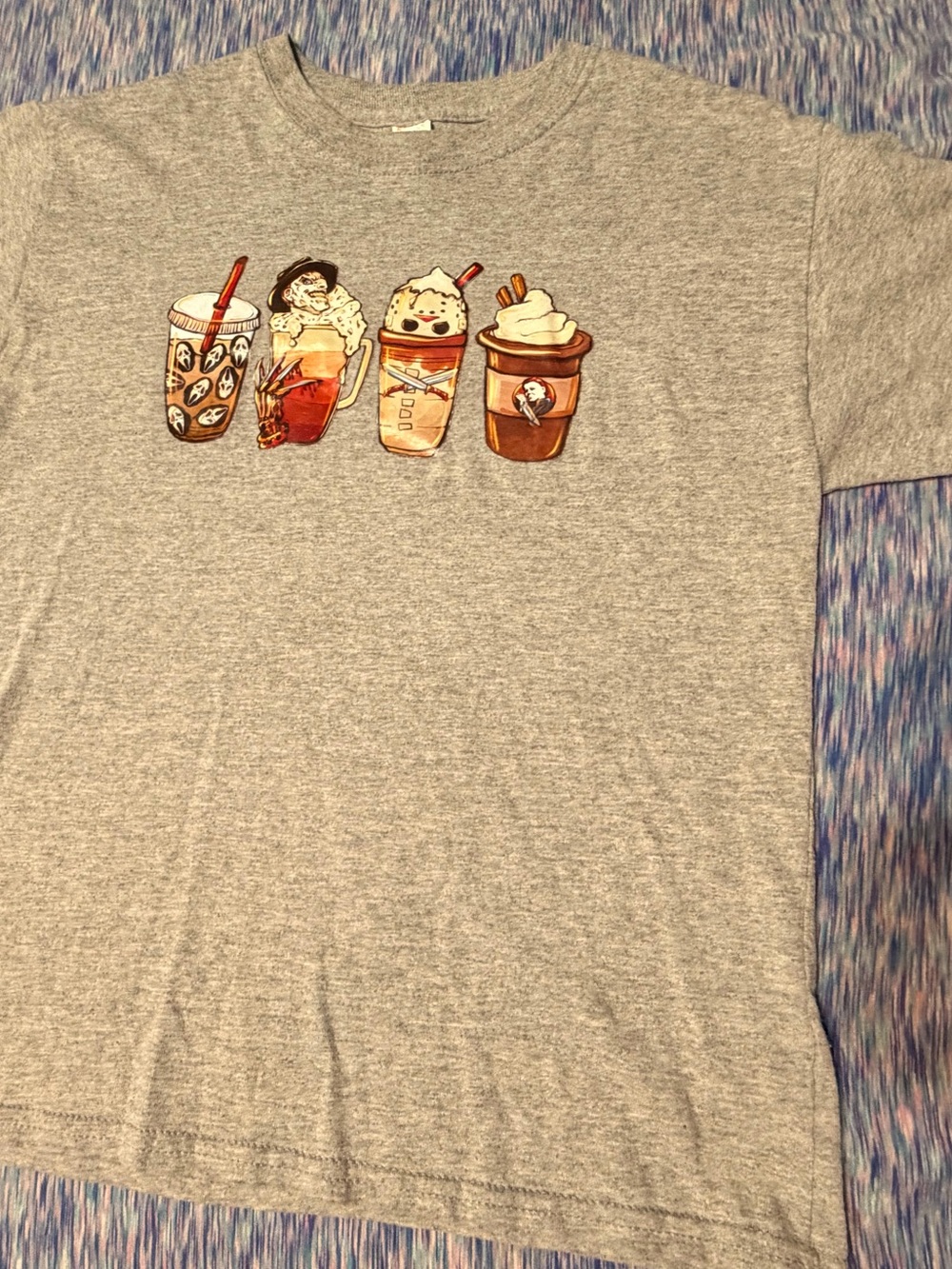 Hanes Grey Kids Tee with Cute Beverage Graphic